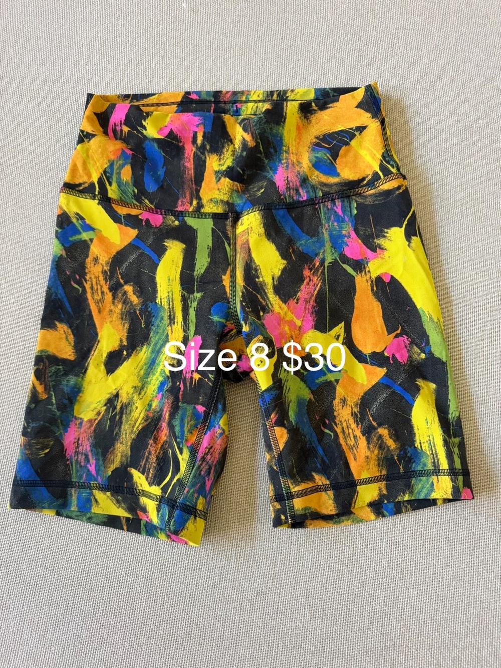 lululemon athletica Black Multi-Color Brushstroke Bike Shorts